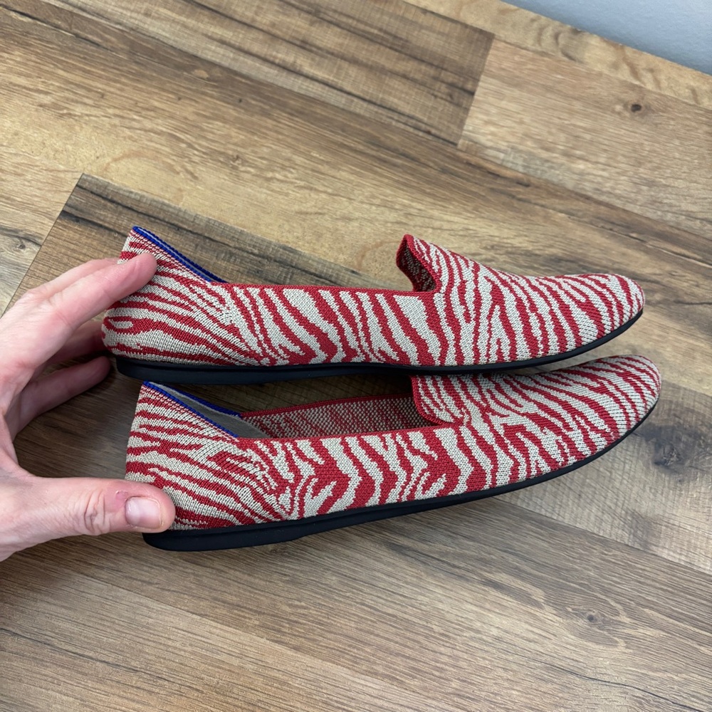 Rothy’s The Loafer Zebra Knit Flats Animal Print Limited Edition Red - Picture 8 of 9